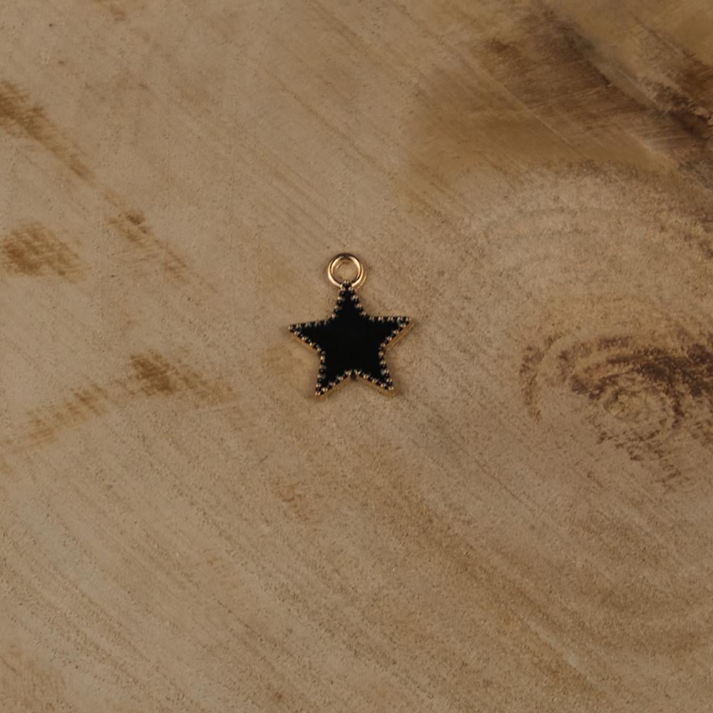 Gold Metal Siyah Yıldız Figür Bileklik Kolye Ucu 2 Adet