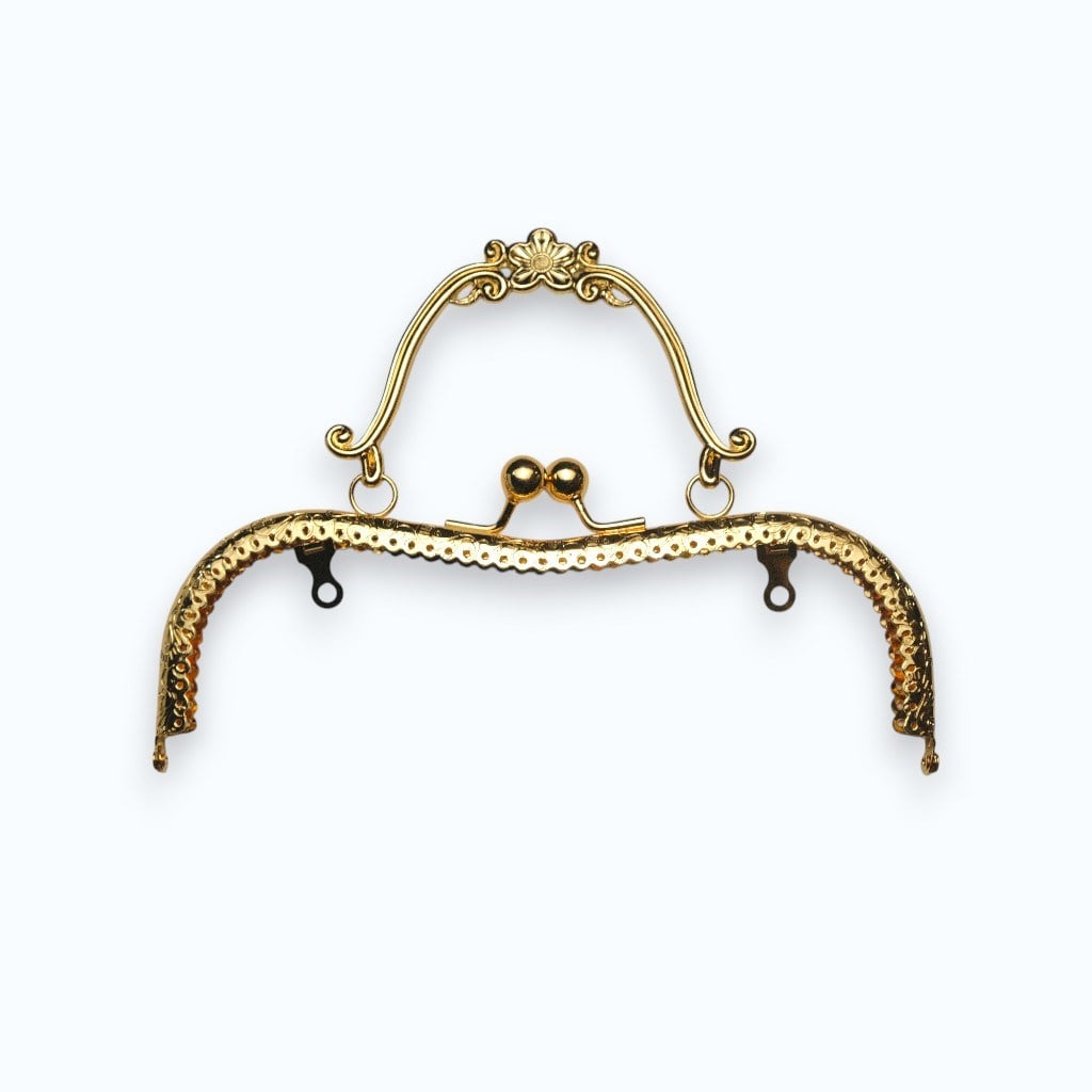 Gold Renkli Çiçek Desenli Metal Çanta Klipsi 20 cm