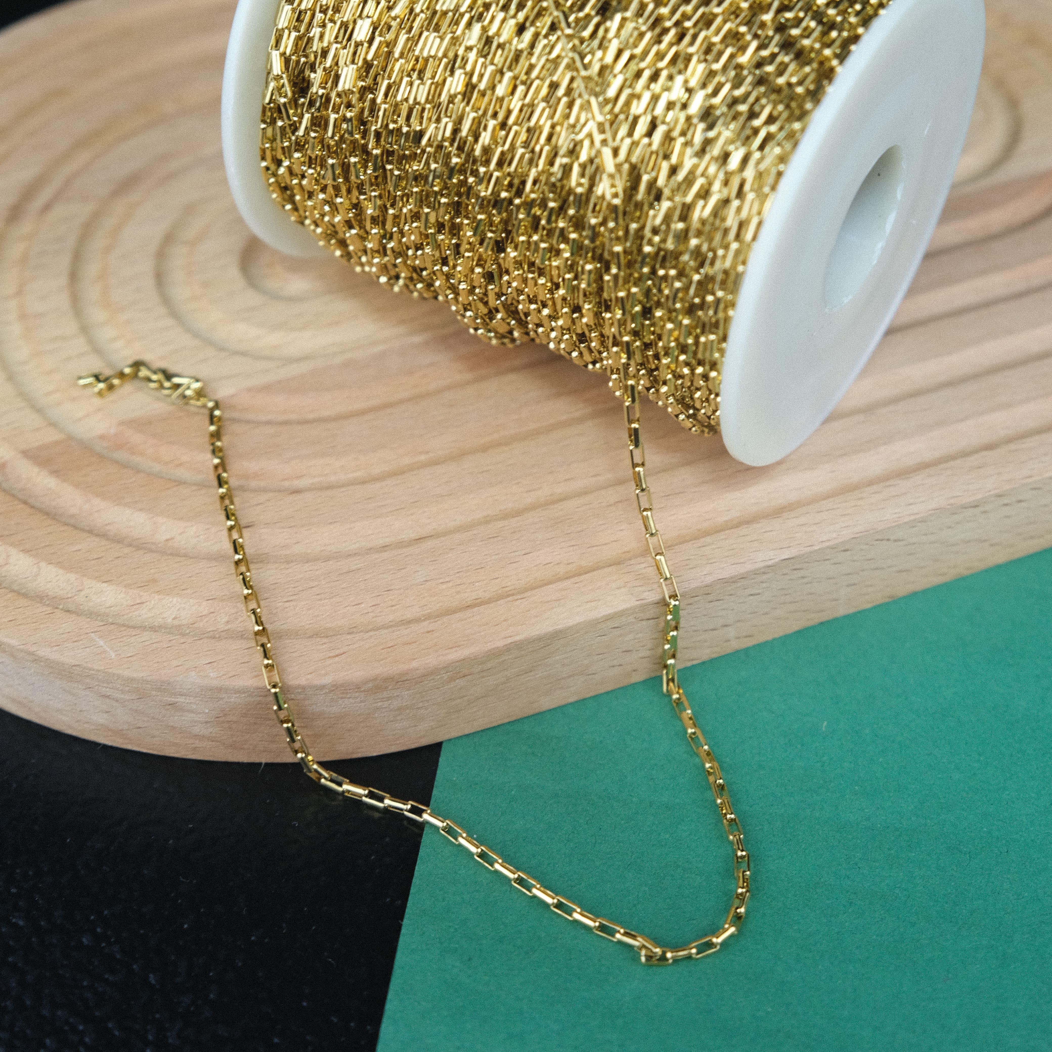 Gold Zincir Takı Zinciri 2 mm Dikdörtgen  Model 1 mt