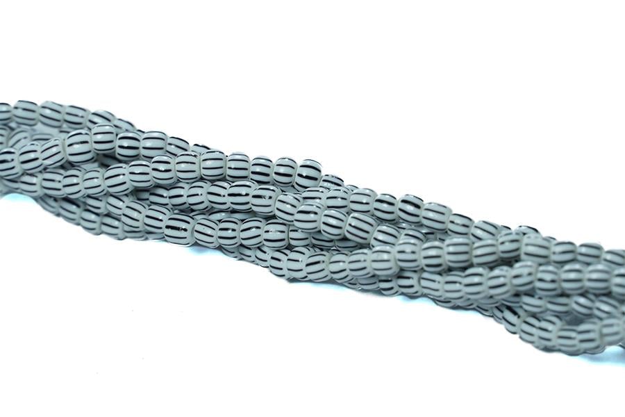 Gri Çizgili Çekya Cam Boncuk Dizisi 4 mm
