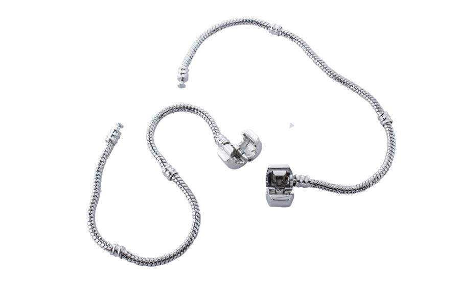 Gümüş Renk Charm Zincirli Bileklik Klipsi 20 cm