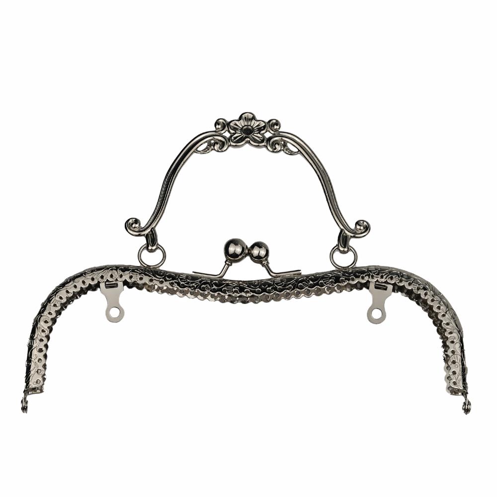 Gümüş Renkli Çiçek Desenli Metal Çanta Klipsi 20 cm 