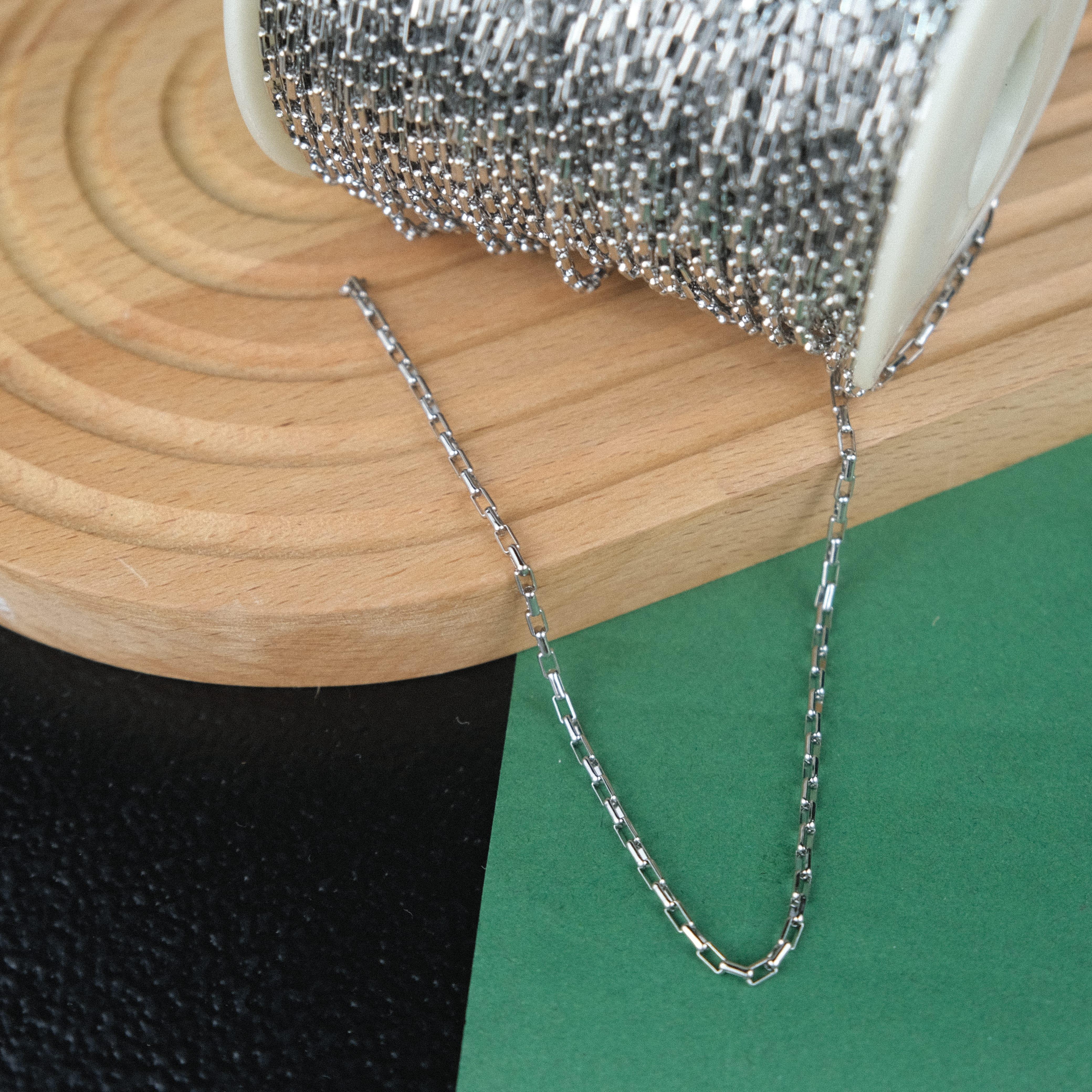 Gümüş Zincir Takı Zinciri 2 mm Dikdörtgen  Model 1 mt