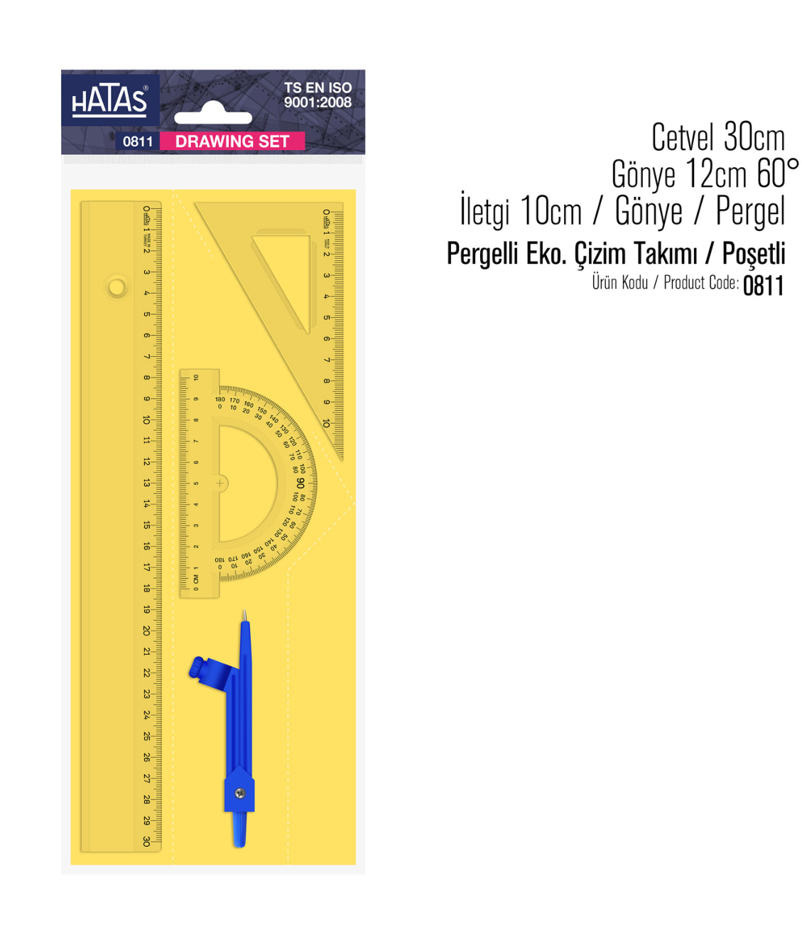 Hatas Ekonomik Çizim Takımı Pergel ve 30 cm Cetvelli 4 Parça