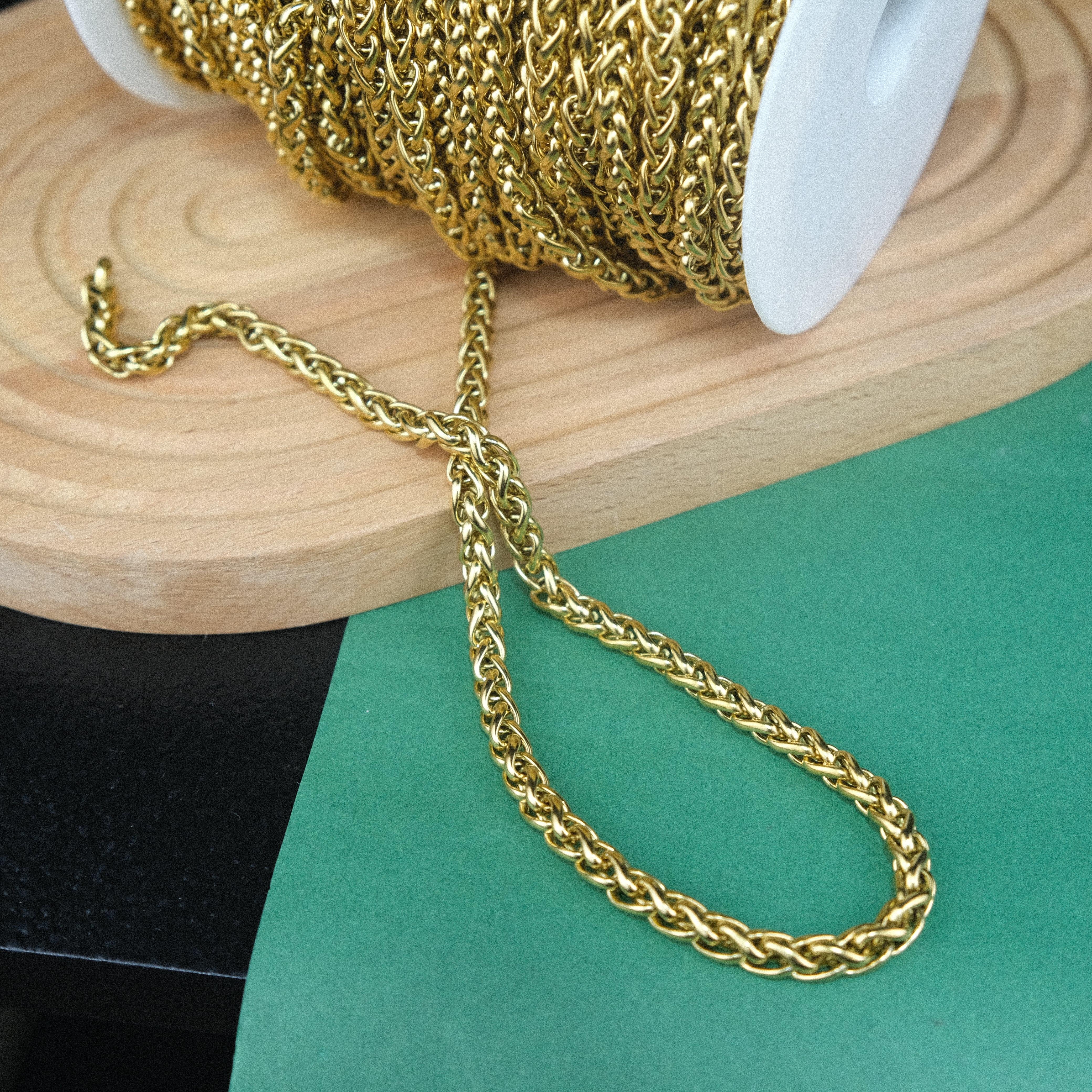 Kalın Örgü Gold Zincir 6 MM 1 Metre Takı ve Çanta Zinciri