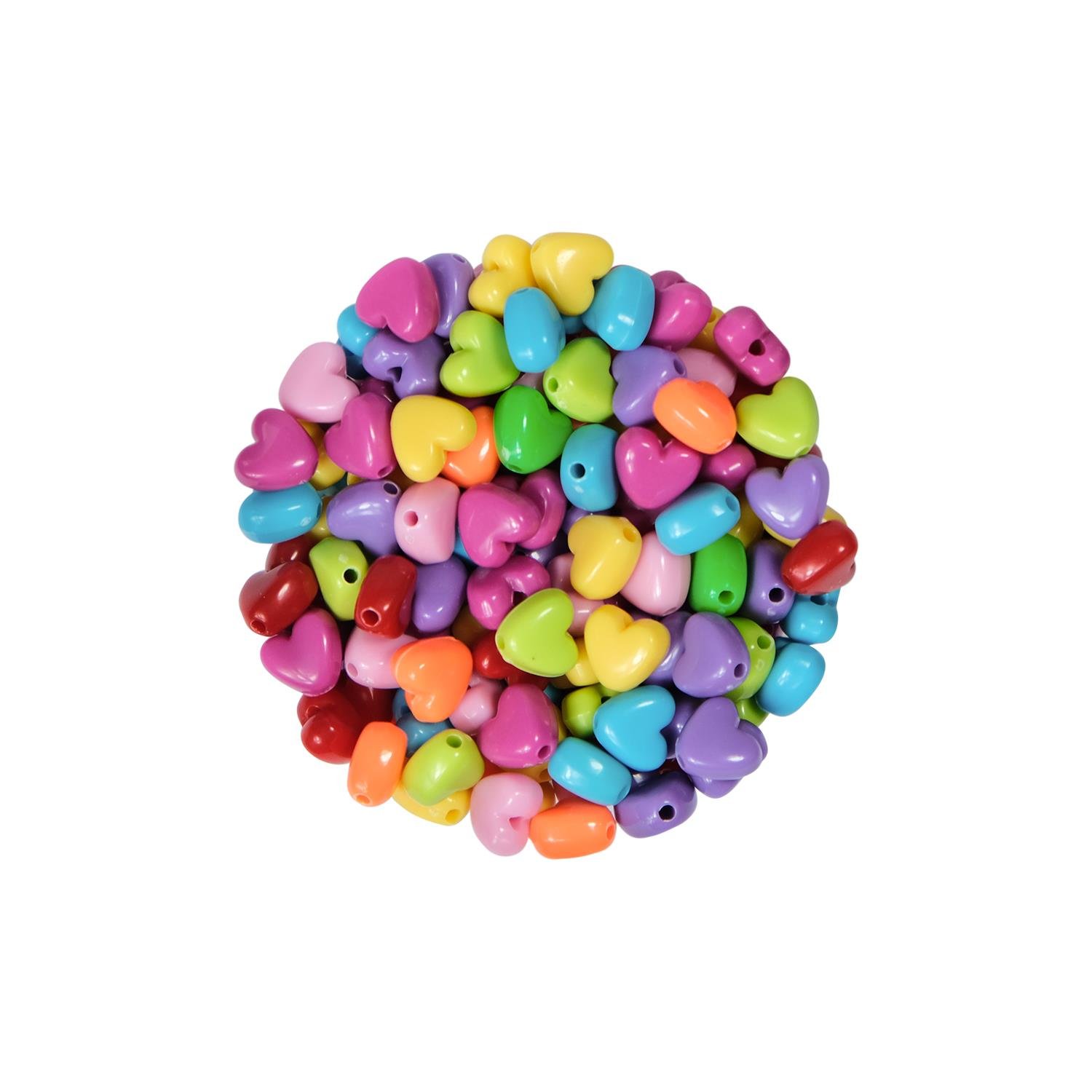 Kalp Figürlü Plastik Boncuk Karışık Renk Küçük