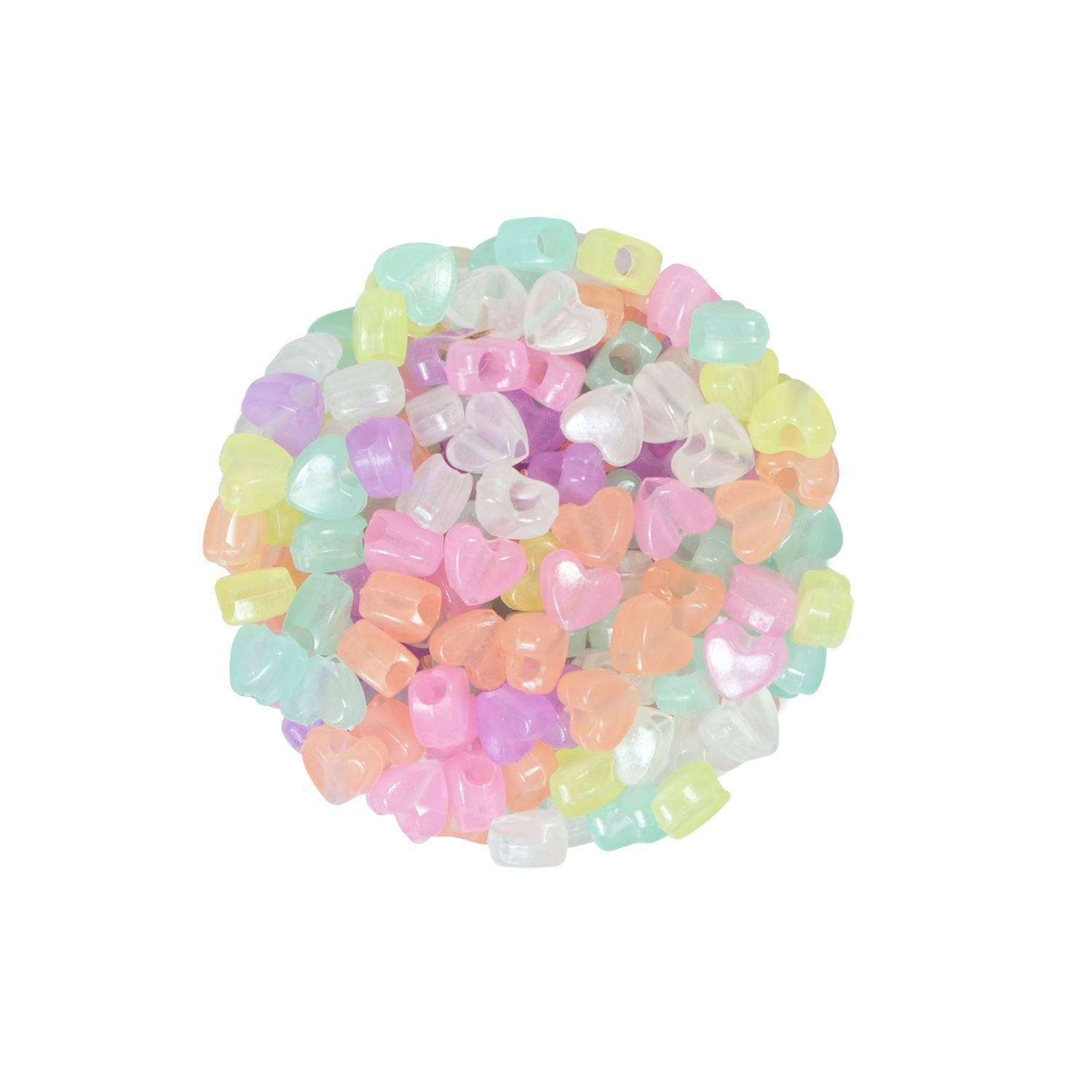 Kalp Figürlü Plastik Boncuk Şeffaf Karışık Renk