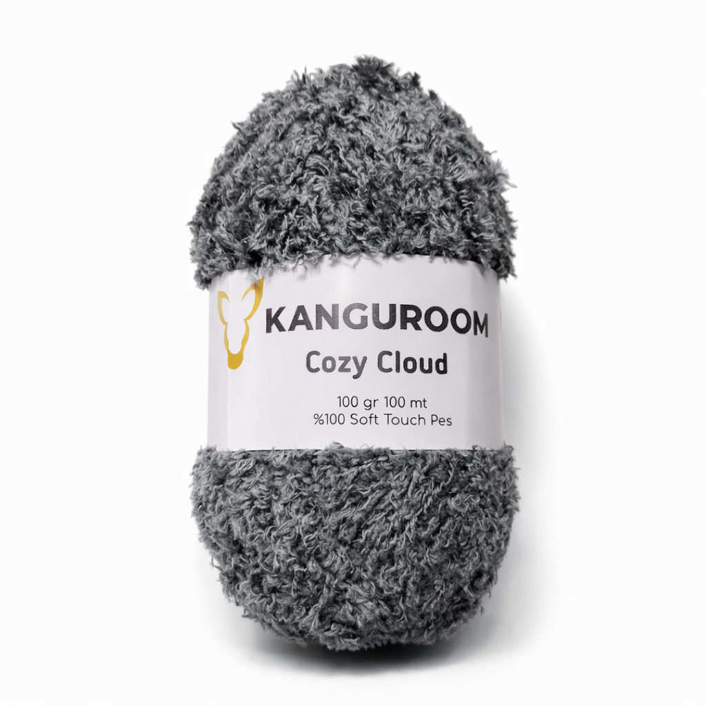 Kanguroom Cozy Cloud Peluş El Örgü İpi Orta Gri CC02