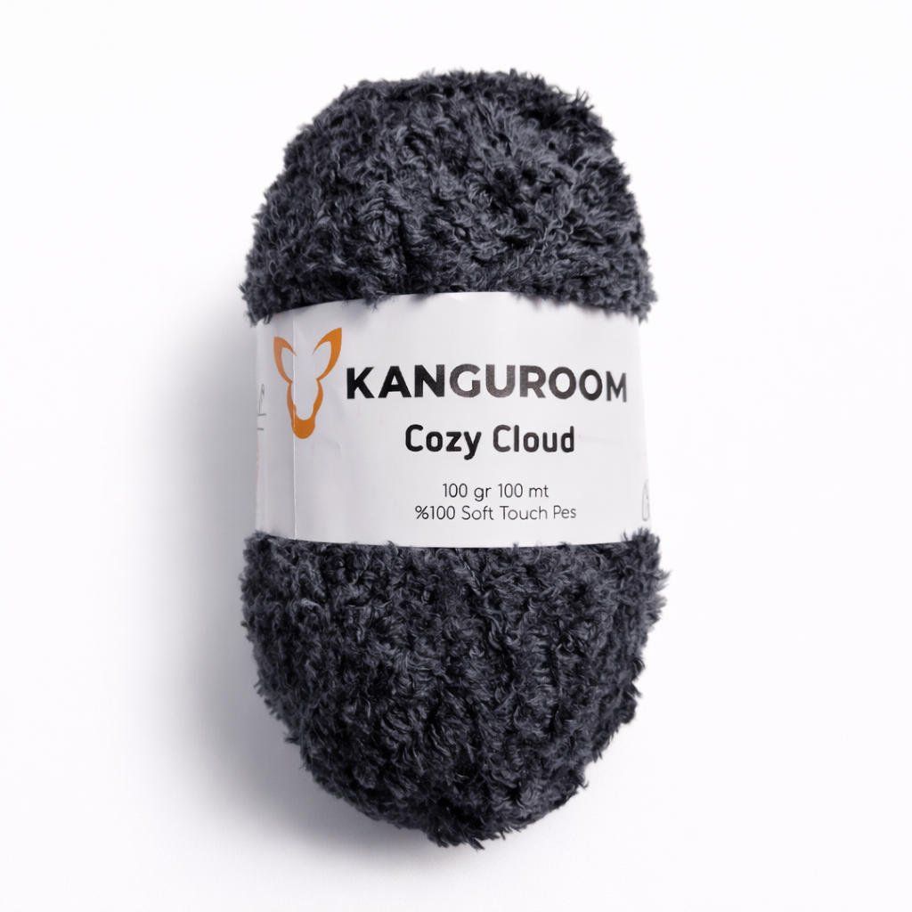 Kanguroom Cozy Cloud Peluş El Örgü İpi Antrasit CC16