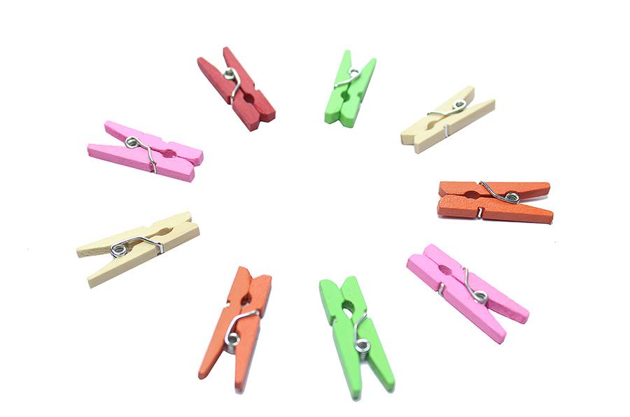 Karışık Renkli Ahşap Mini Mandal