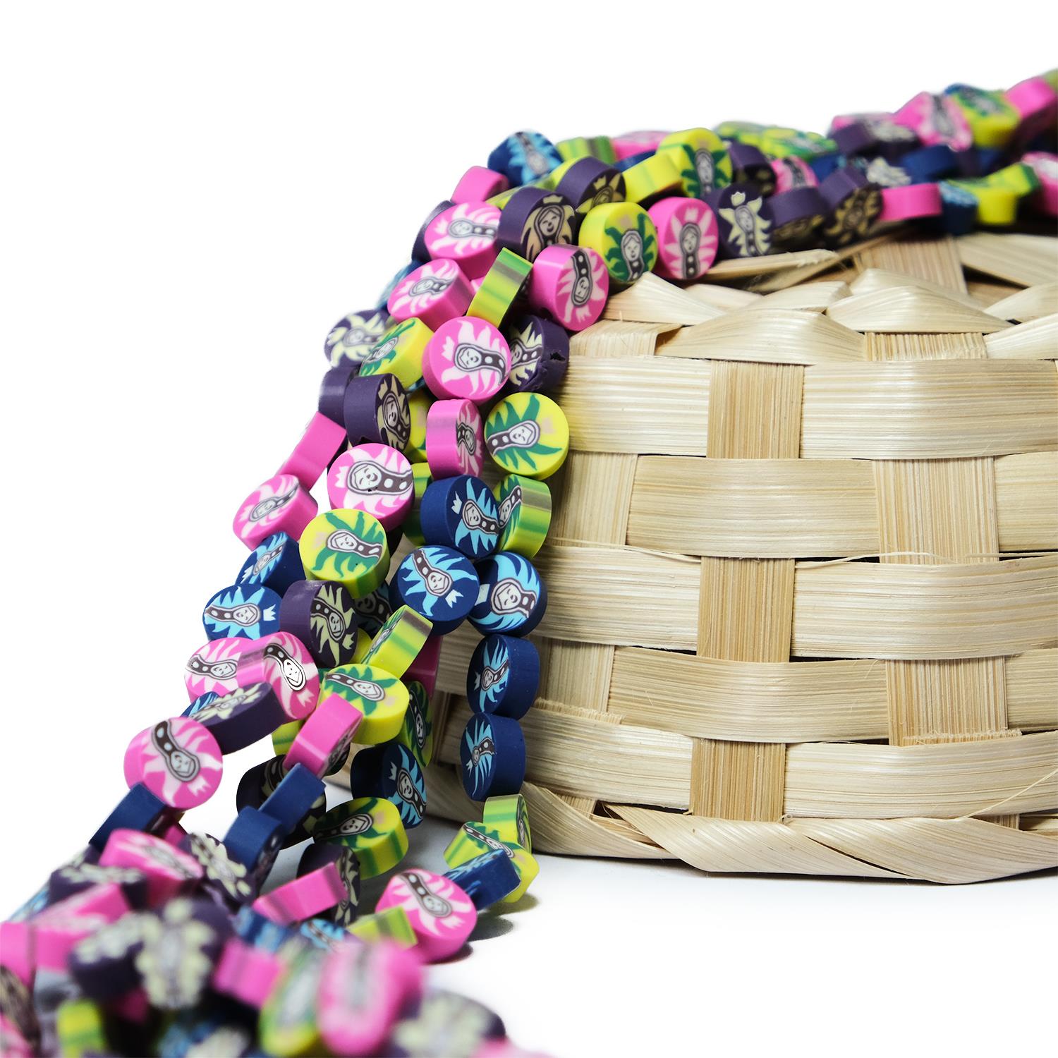 Karışık Renkli Figürlü Fimo Boncuk Dizisi 10 mm Model-17