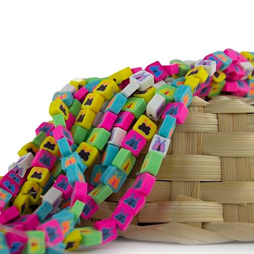 Karışık Renkli Figürlü Fimo Boncuk Dizisi 10 mm Model-23