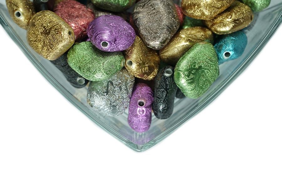 Karışık Renkli Simli Plastik Boncuk