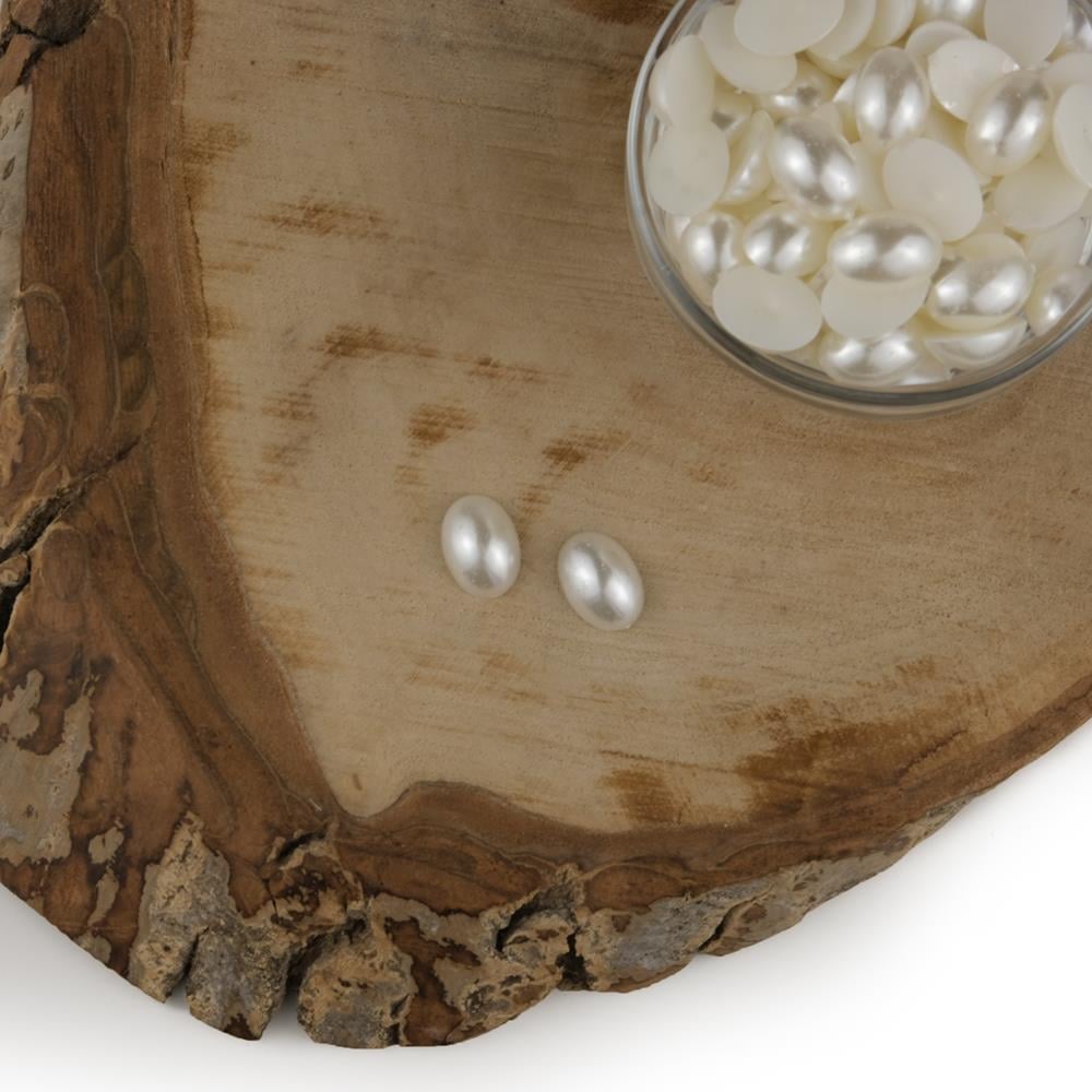 Kırık Beyaz Oval Yarım İnci 14 mm 100 Gram