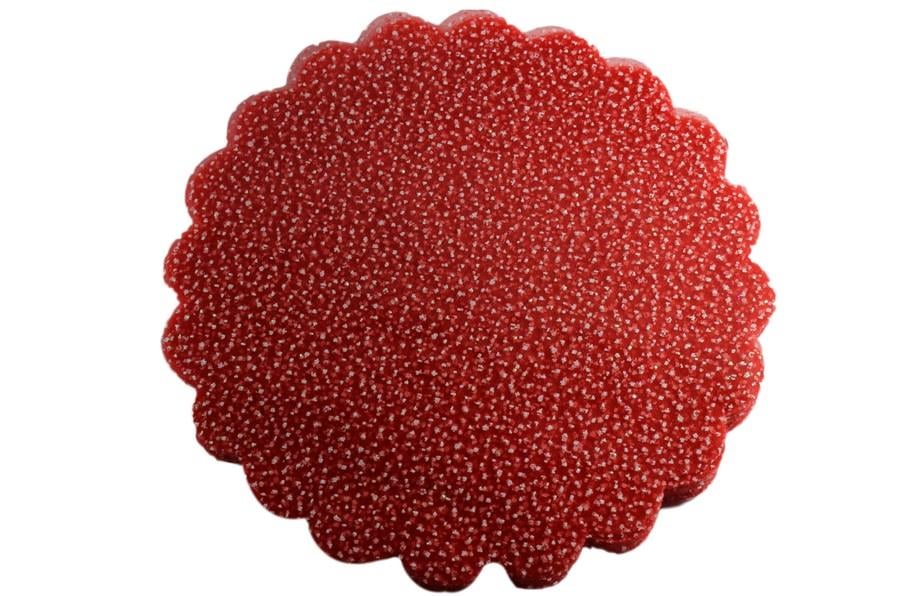 Kırmızı Karlı Organze Hazır Kesilmiş Tül