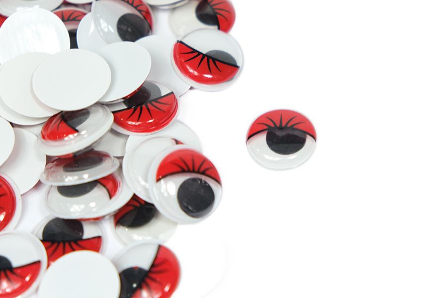 Kirpikli Oynar Göz Kırmızı 20 mm 20 Adet