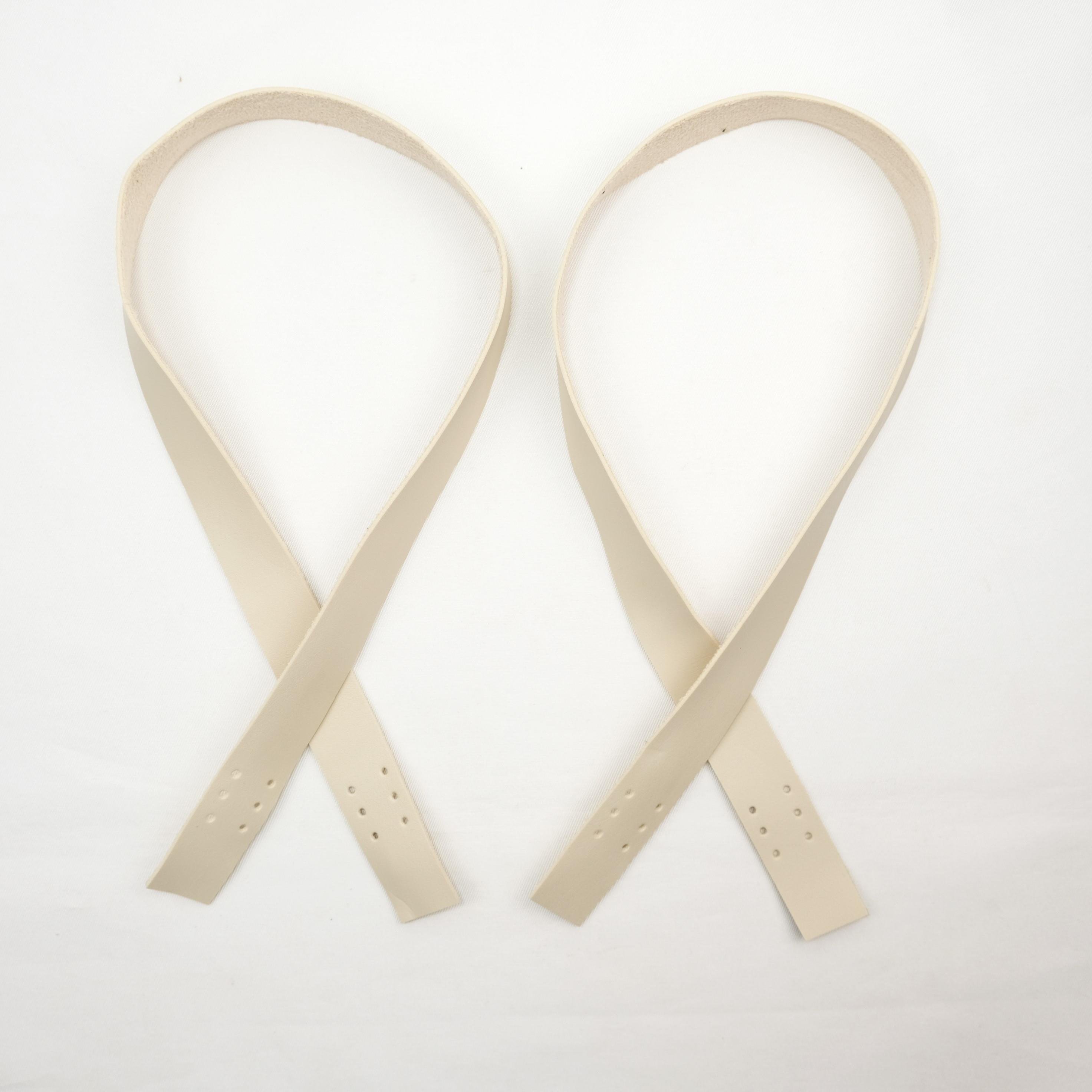 Krem Deri Çanta Sapı Çifti 100 Cm