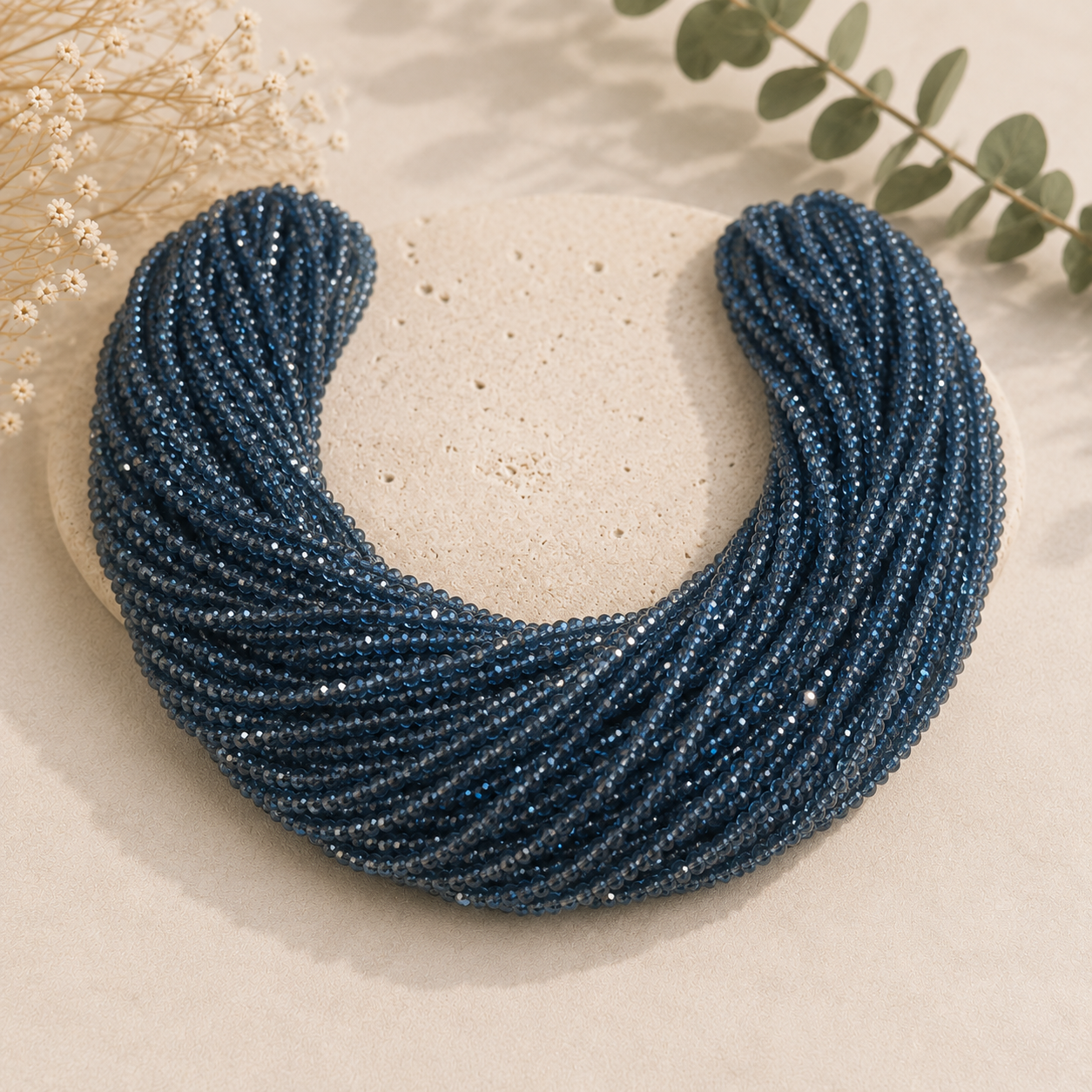 Kristal Boncuk 3 MM İndigo Mavisi