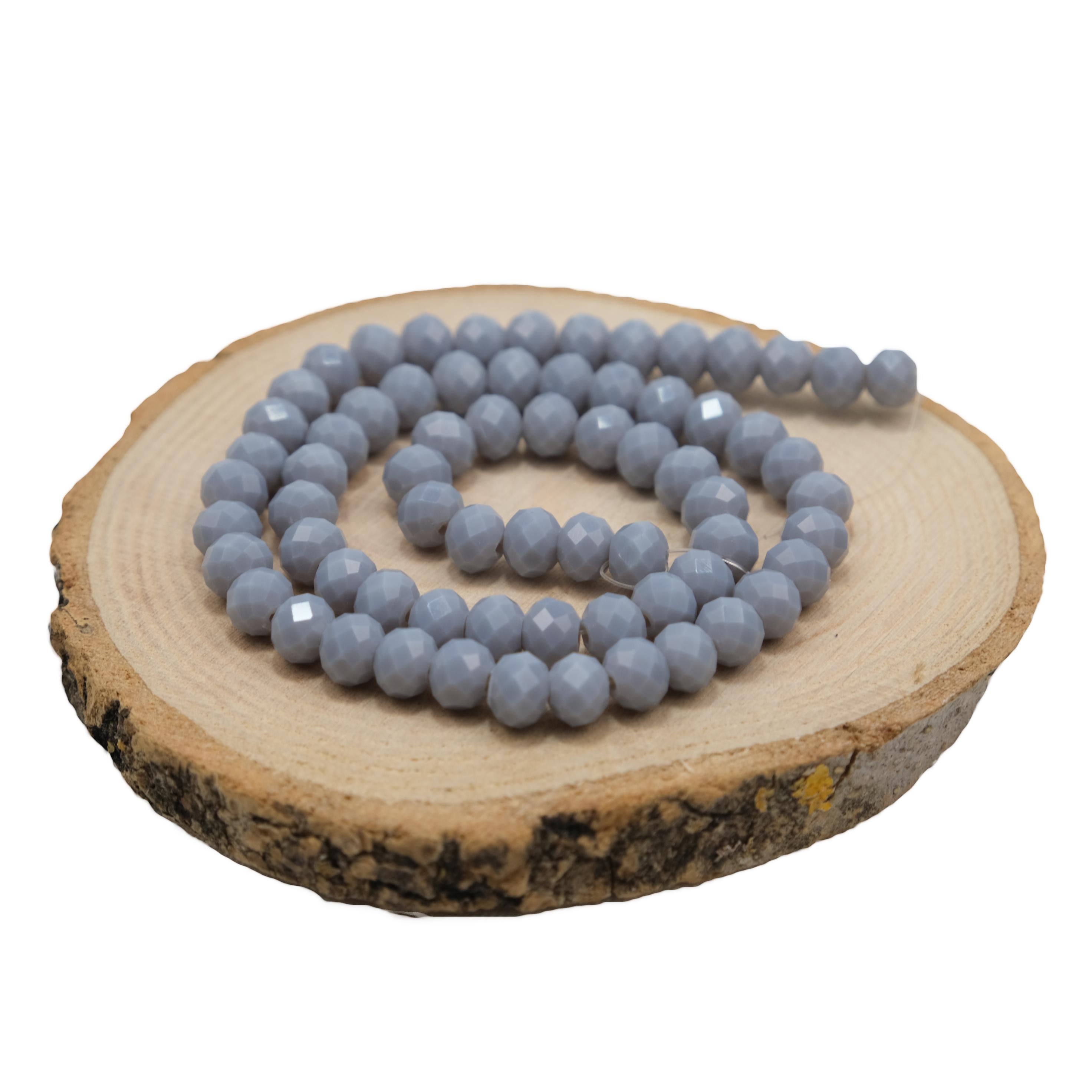 Kristal Boncuk 8 mm Gri 