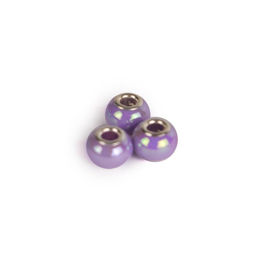 Lila Boncuklu Charm 12 mm 3 Adet