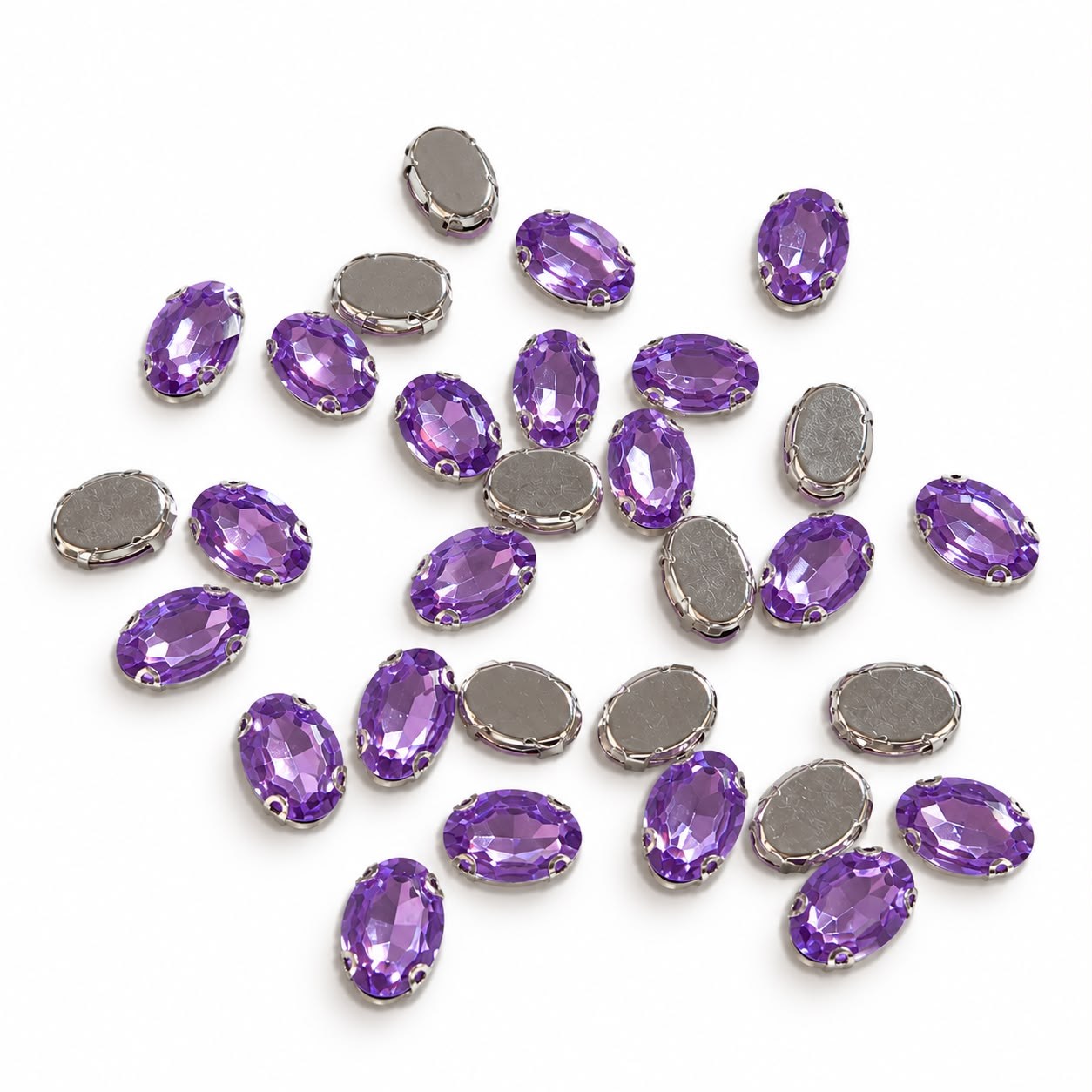 Lila Oval Dikme Taş 10 × 14 mm – 100 Adet