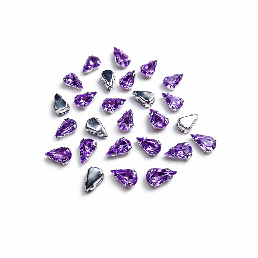 Lila Renk Armut Kasalı Dikme Taş 10 × 14 mm – 100 Adet
