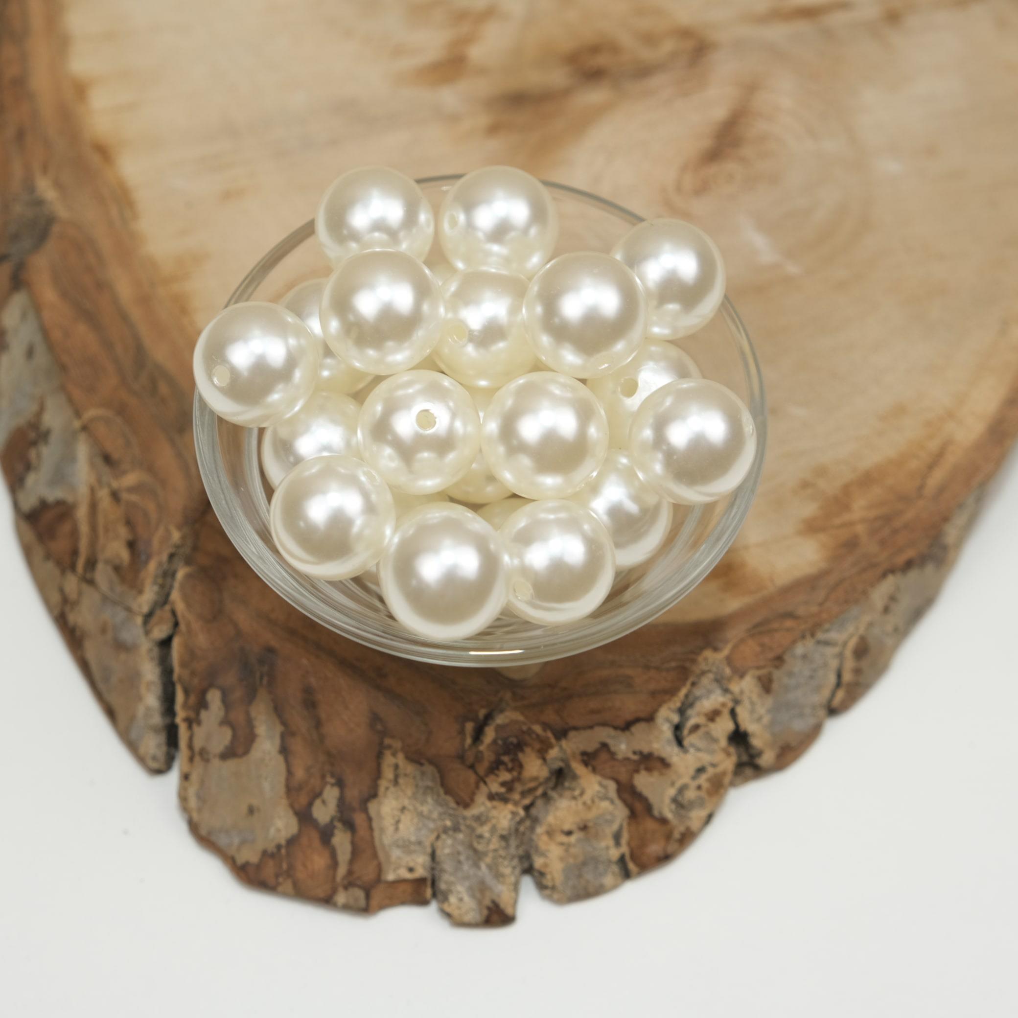 Lüks Krem Plastik İnci Boncuk 18 mm 500 Gram