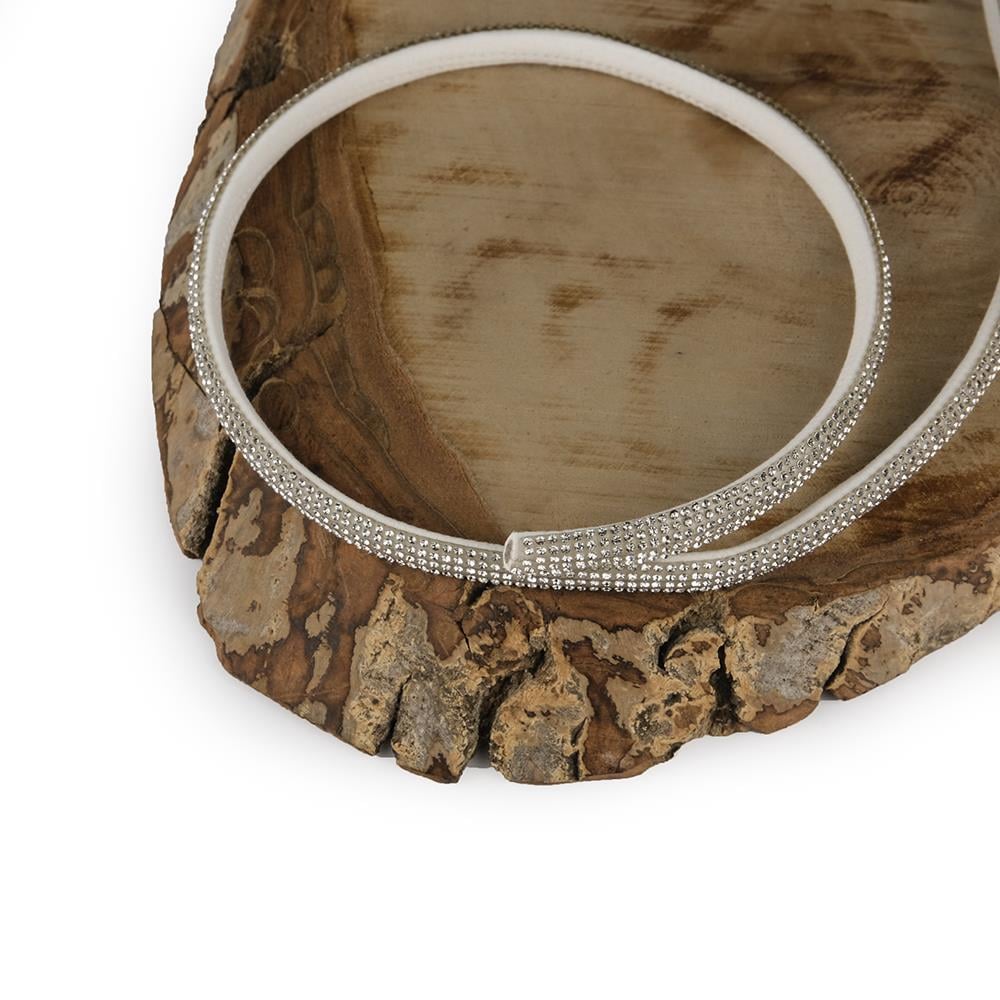 Lüks Taşlı Şerit Aplik Abiye Elbise Süsü  Toka ve Gözlük Askı Kordonu Beyaz 1 Metre