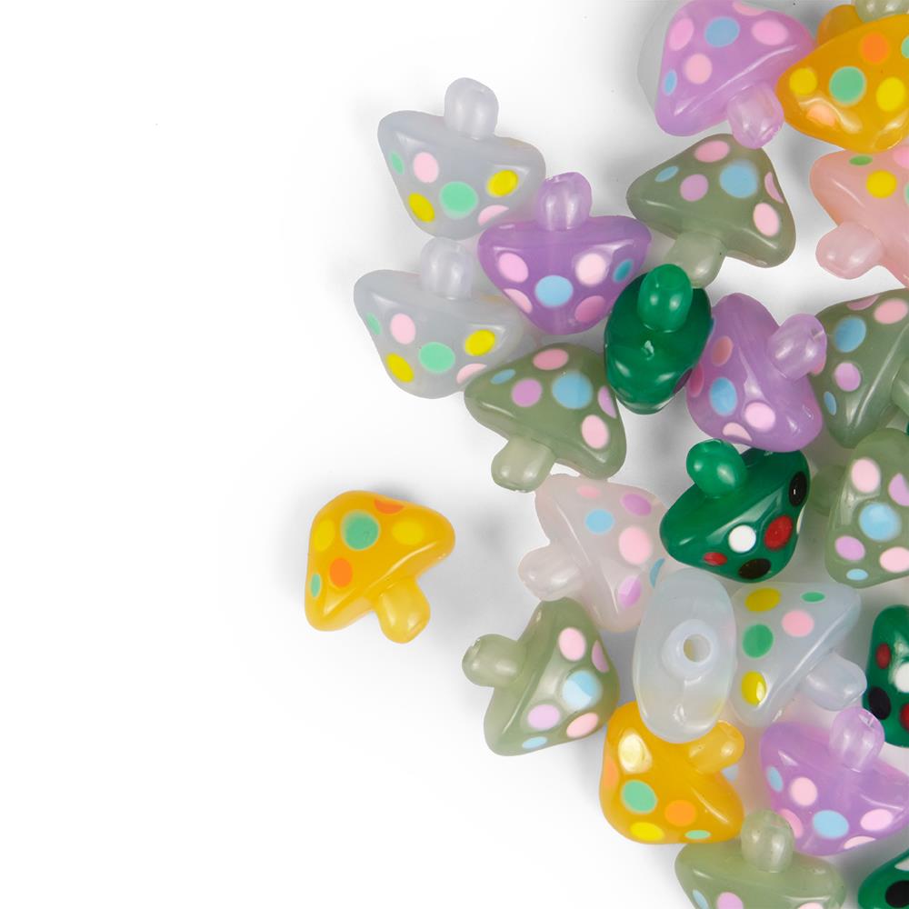 Mantar Figür Renkli 3 Boyutlu Plastik Boncuk