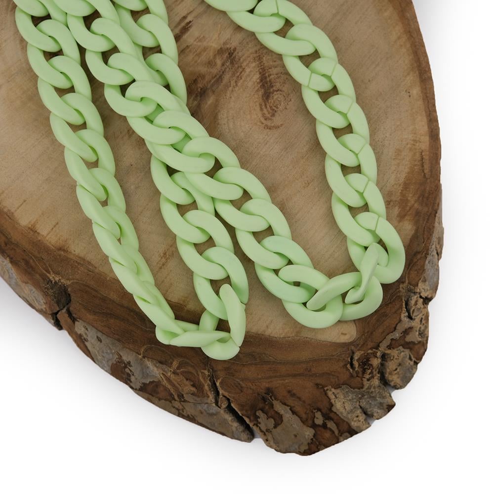 Mat Yeşil Plastik Zincir Geçmeli Çanta ve Aksesuar Zinciri Büyük Boy