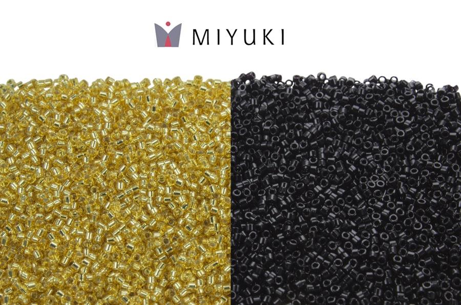 Miyuki Delica 11-0 Altın Sarısı ve Parlak Siyah Boncuk Seti