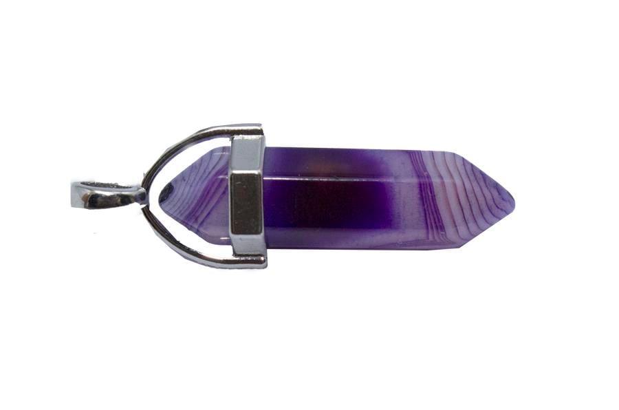 Mor Akik Doğal Taş Kolye Ucu