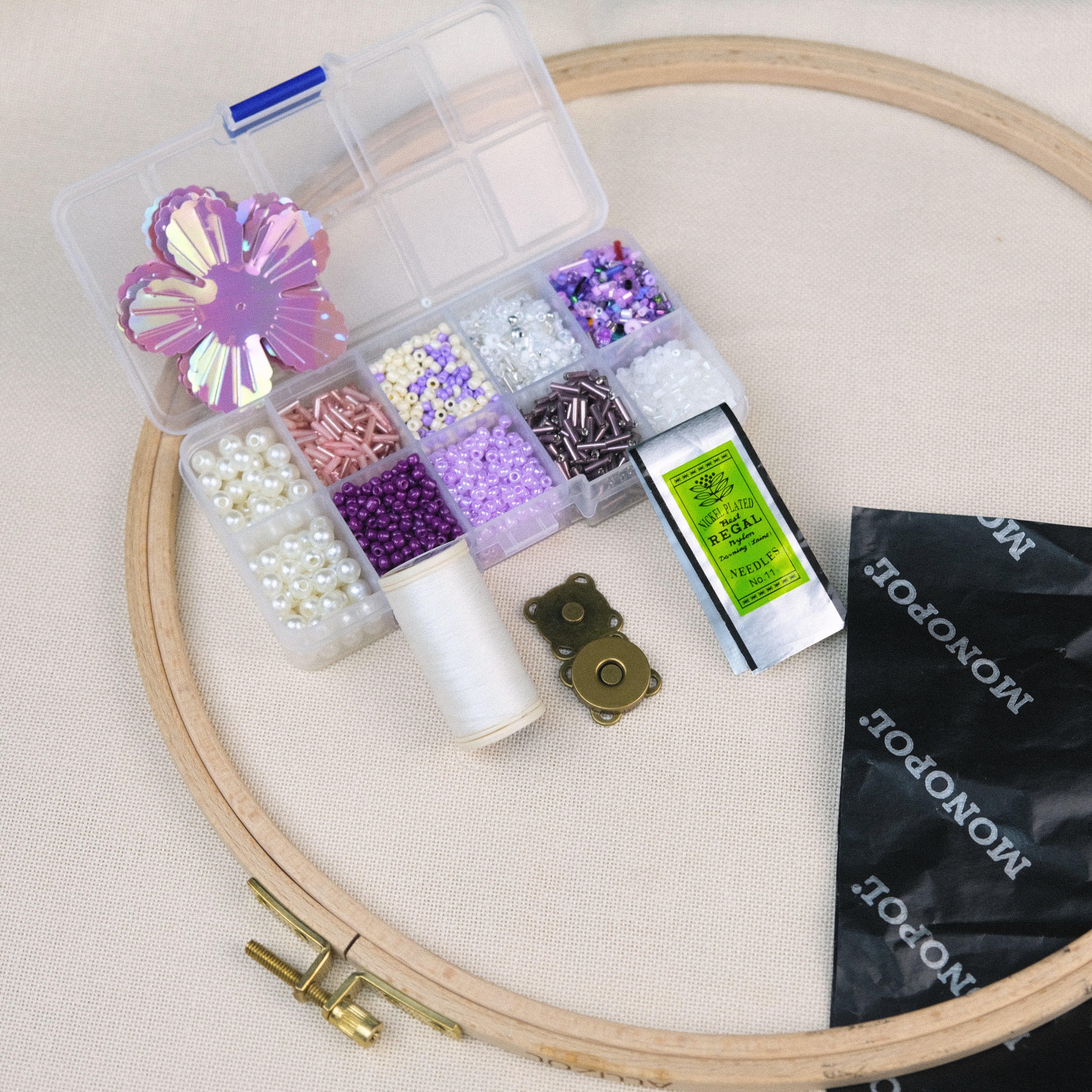 Mor Tonları Boncuklu Çanta Yapım Seti 11 Farklı Model Boncuk ve Tüm Malzemeler