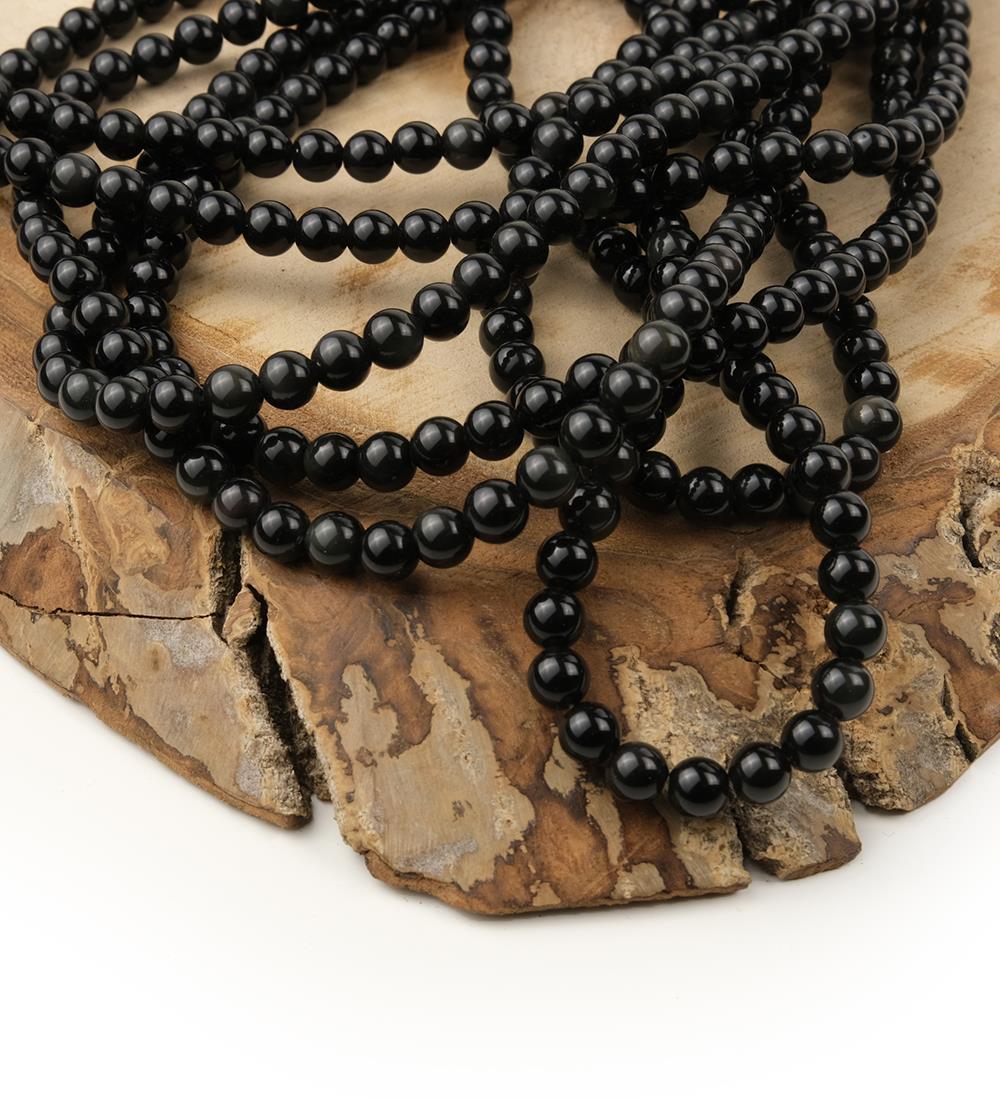 Obsidyen Taşı Doğal Taş Dizisi 6 mm