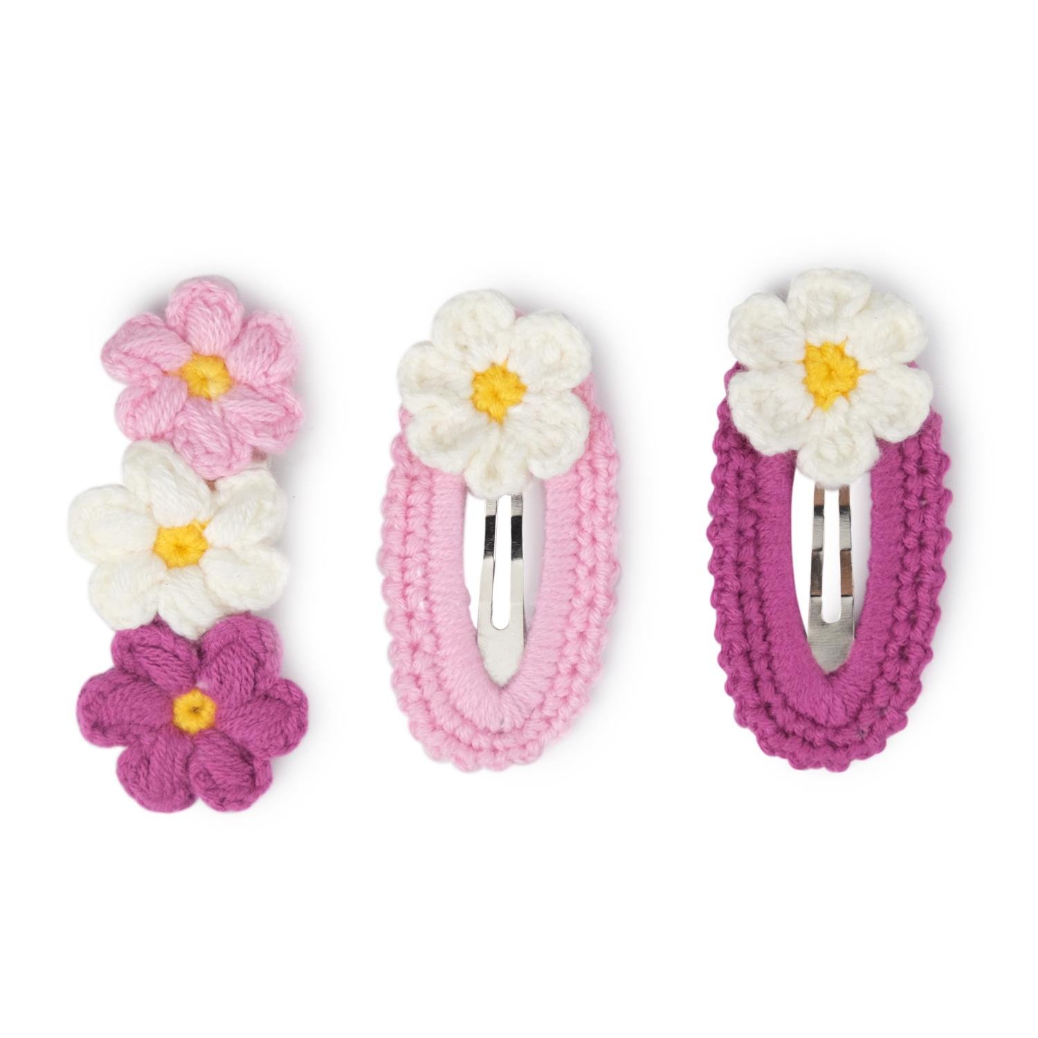 Papatya Figürlü El Yapımı Toka Seti - Pembe