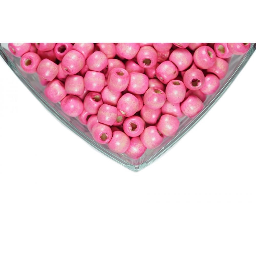 Pembe Ahşap Boncuk 9 - 10 mm 100 gr