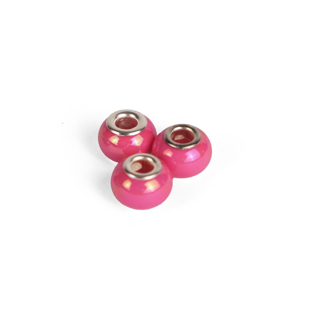 Pembe Boncuklu Charm 12 mm 3 Adet