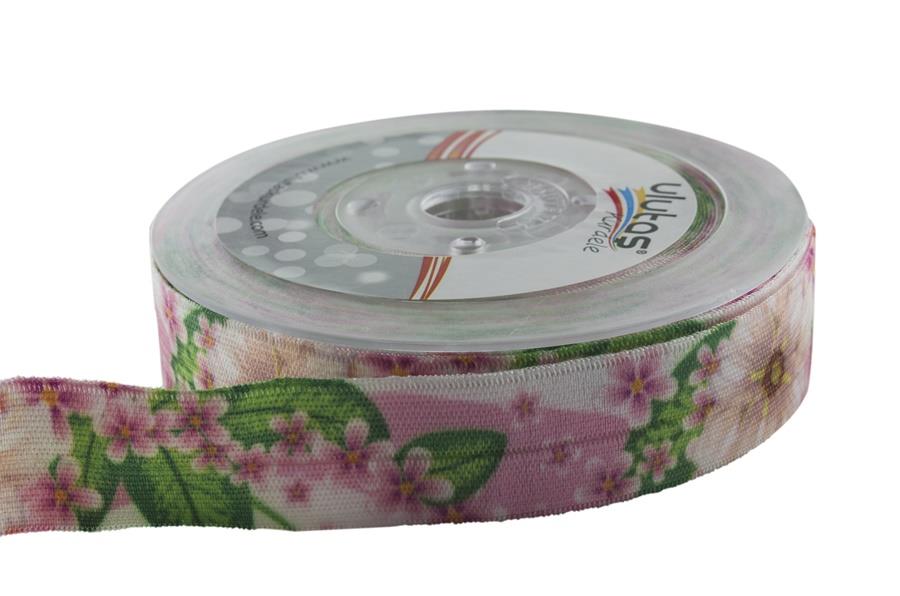 Pembe Çicek Desenli Biye Lastik