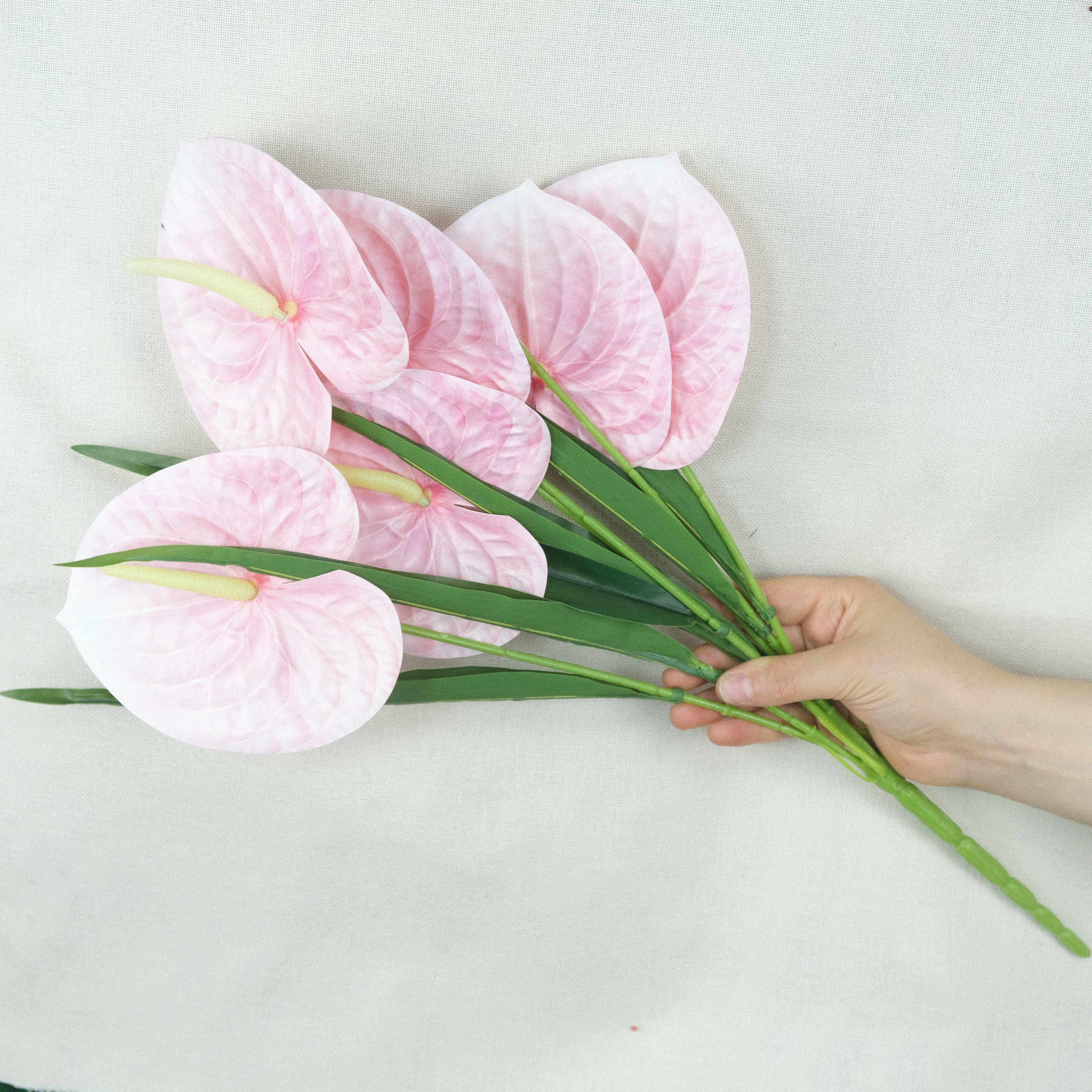 Pembe Lotus Çiçeği 7 Dal 52 cm Lotus Yapay Çiçek Demeti