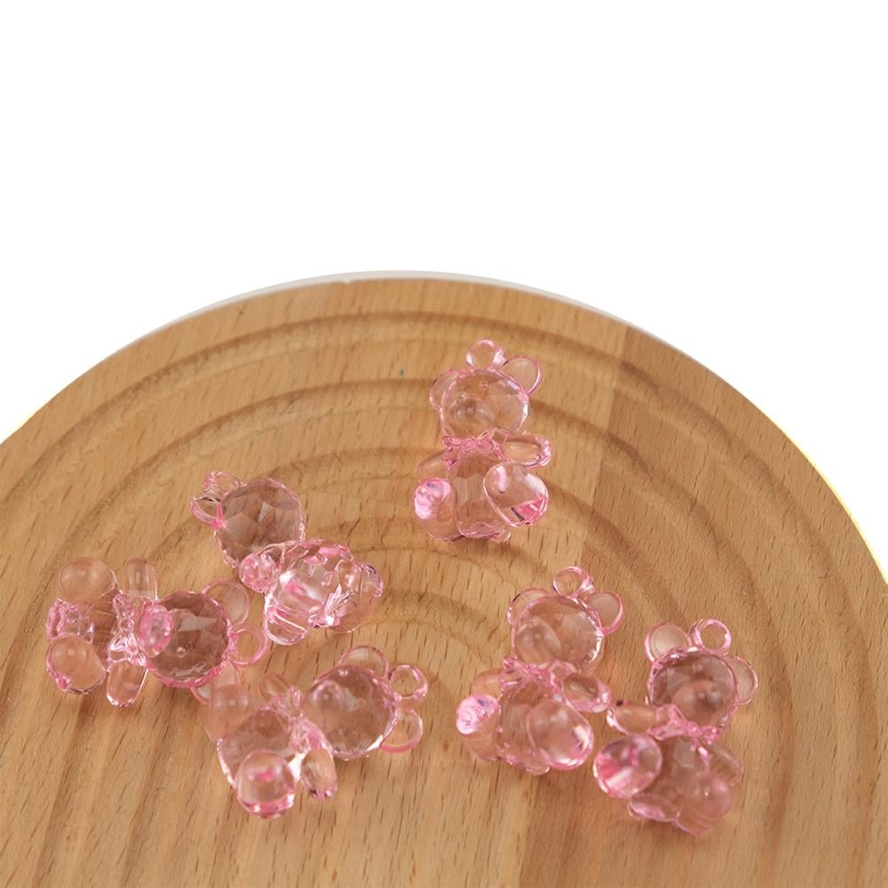 Pembe Şeffaf Ayı Figürü 35 mm Ayıcık Akrilik 1 Adet