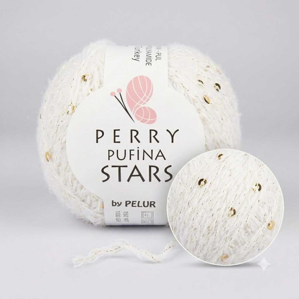 Perry Pufina Stars Beyaz Pullu İp