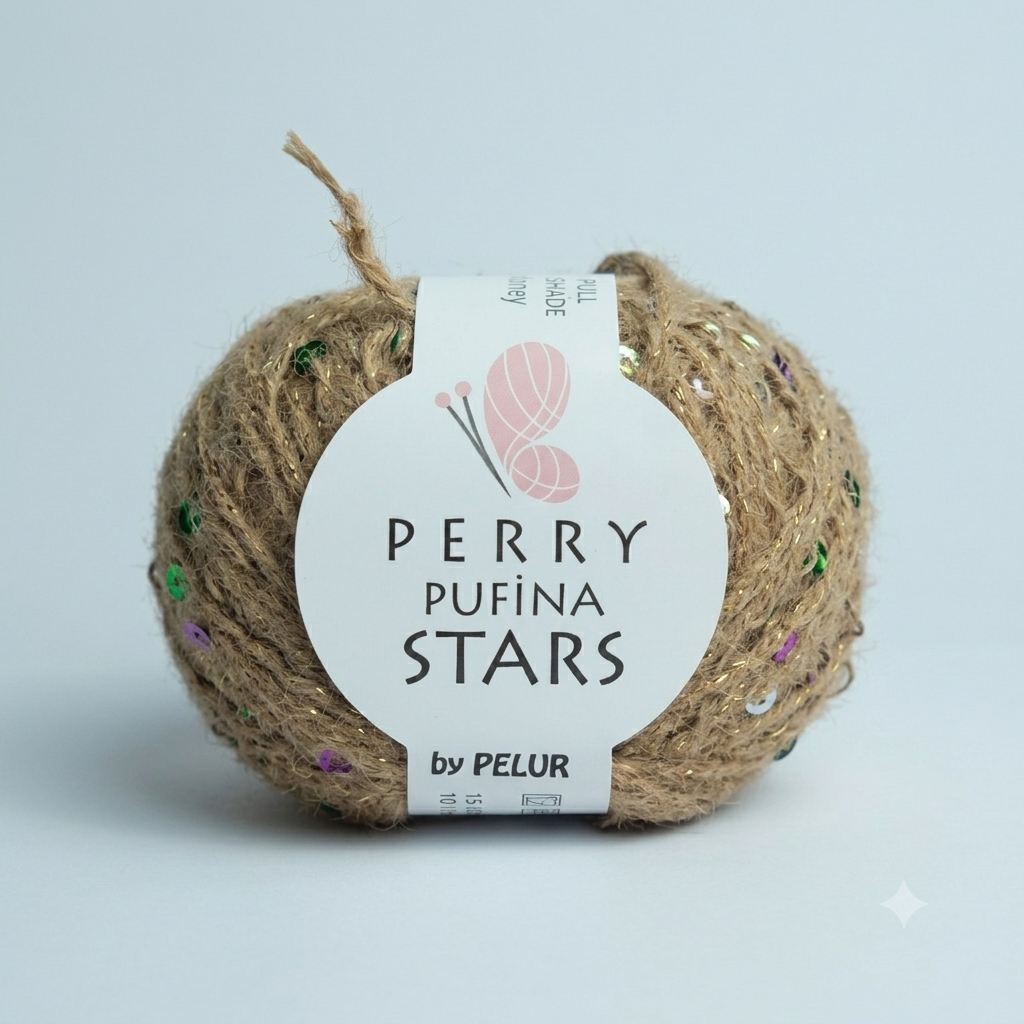 Perry Pufina Stars Kahverengi Pullu İp