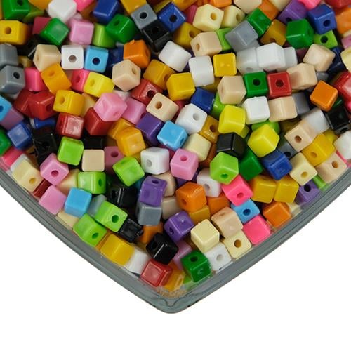 Plastik Boncuk Küp 6 mm 50 Gr  Karışık Renk Model-03