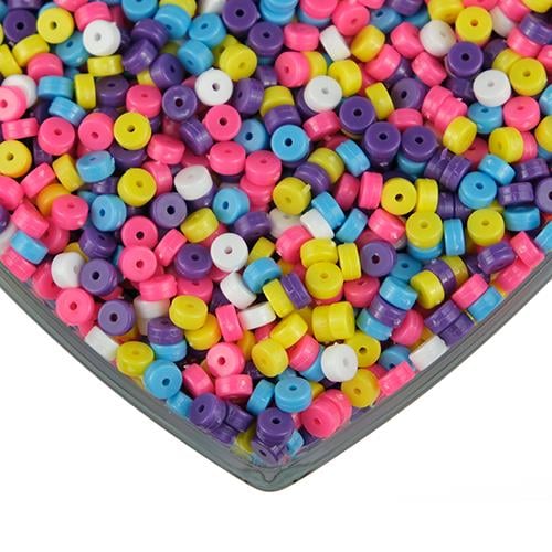 Plastik Boncuk Yassı 6 mm 50 Gr Karışık Renk Model-02