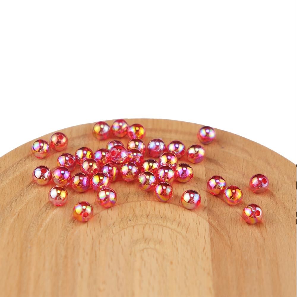 Plastik İnci Kırmızı Boncuk Şeffaf Janjanlı 8 MM 500 Gram Çanta ve Takı Aksesuar Boncuğu