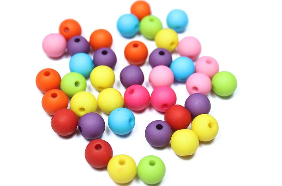 Plastik Renkli Emzik Zinciri Boncuğu - 8mm