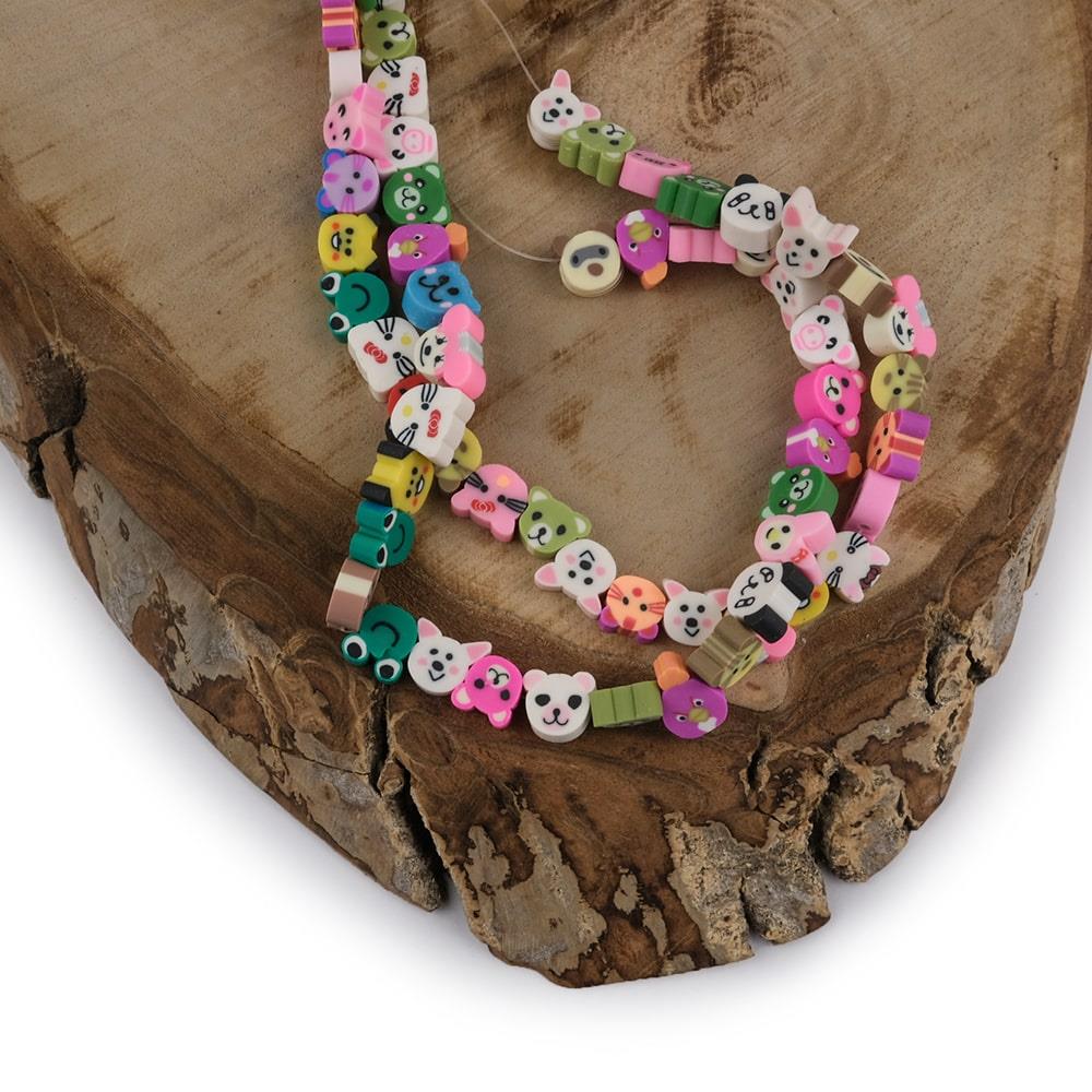 Polimer Kil Fimo Boncuk 10 mm Hayvan Model Fimo Boncuk 40 Adet