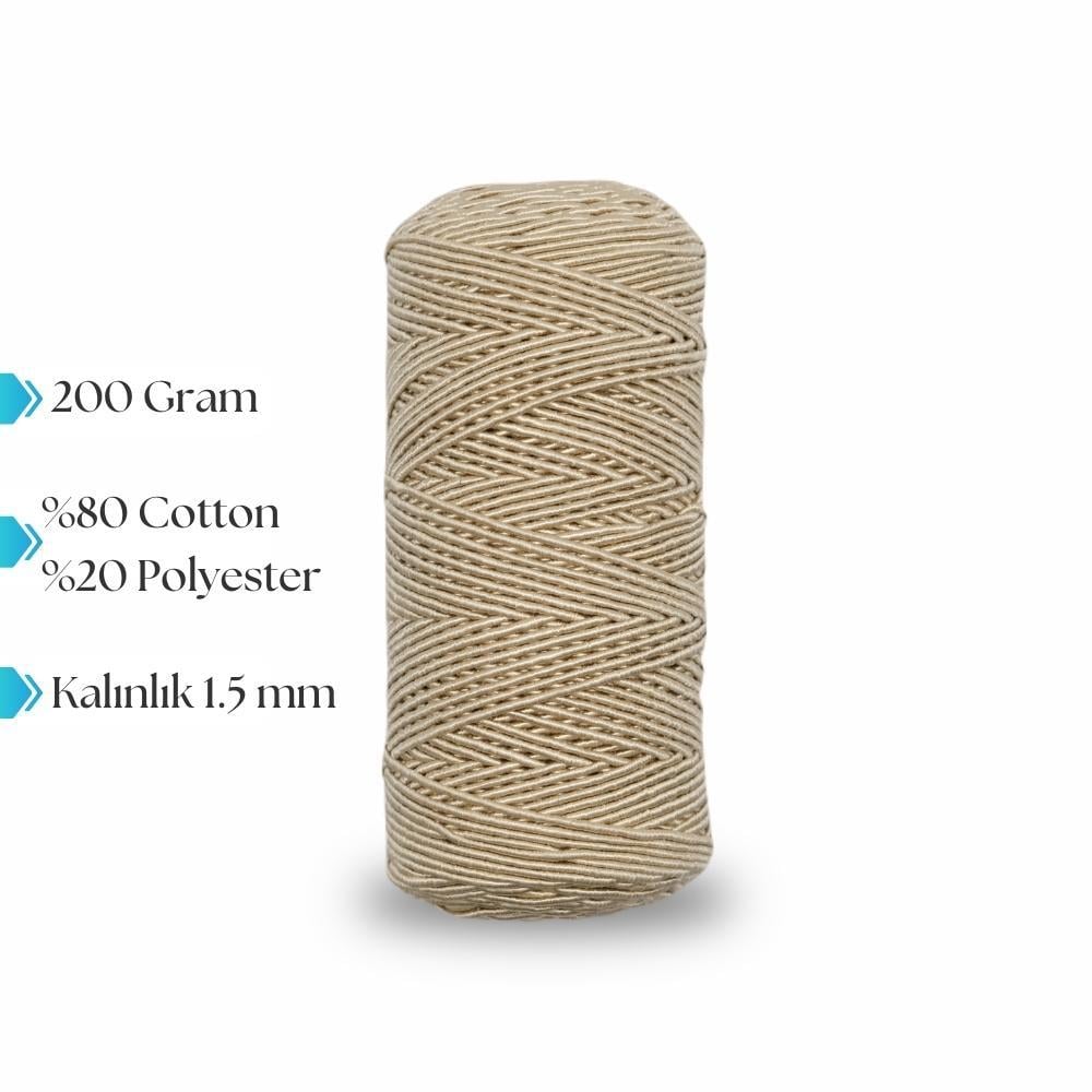 Premium Slim Supra Mumlu İp Makrome ve Hobi Örgü İpi Açık Altın