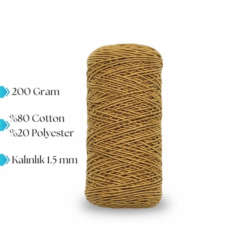 Premium Slim Supra Mumlu İp Makrome ve Hobi Örgü İpi Koyu Altın