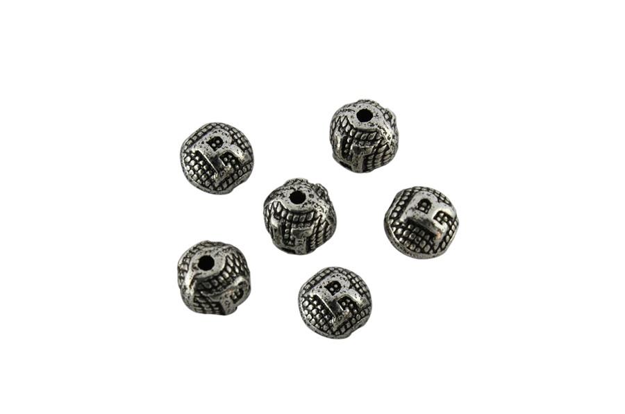 R Harfli Metal Yuvarlak Boncuk